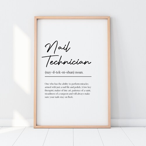 Nail Tech Definition Print Nail Artist Gift Personalised Etsy