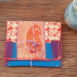 Handmade ethnic style clutch, hippy bag, boho bag, India bag, tobacco bag, patchwork bag sewn and embroidered by hand