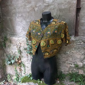 60s Africa Short Jacket, Original Vintage Print, Summer Jacket, Ethnic Fashion