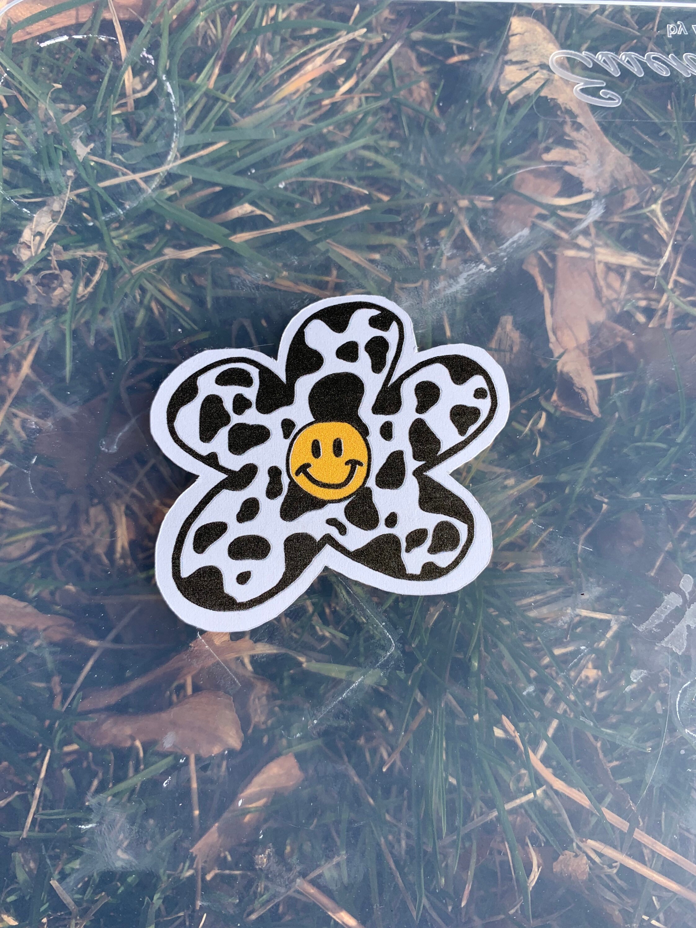 spring cow print indie flower sticker not waterproof etsy