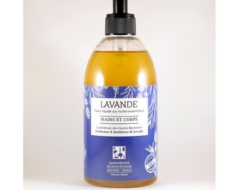 Savon liquide Lavande 500ml - 100% naturel - Mains et Corps – Direct producteur – Haute Provence – France –