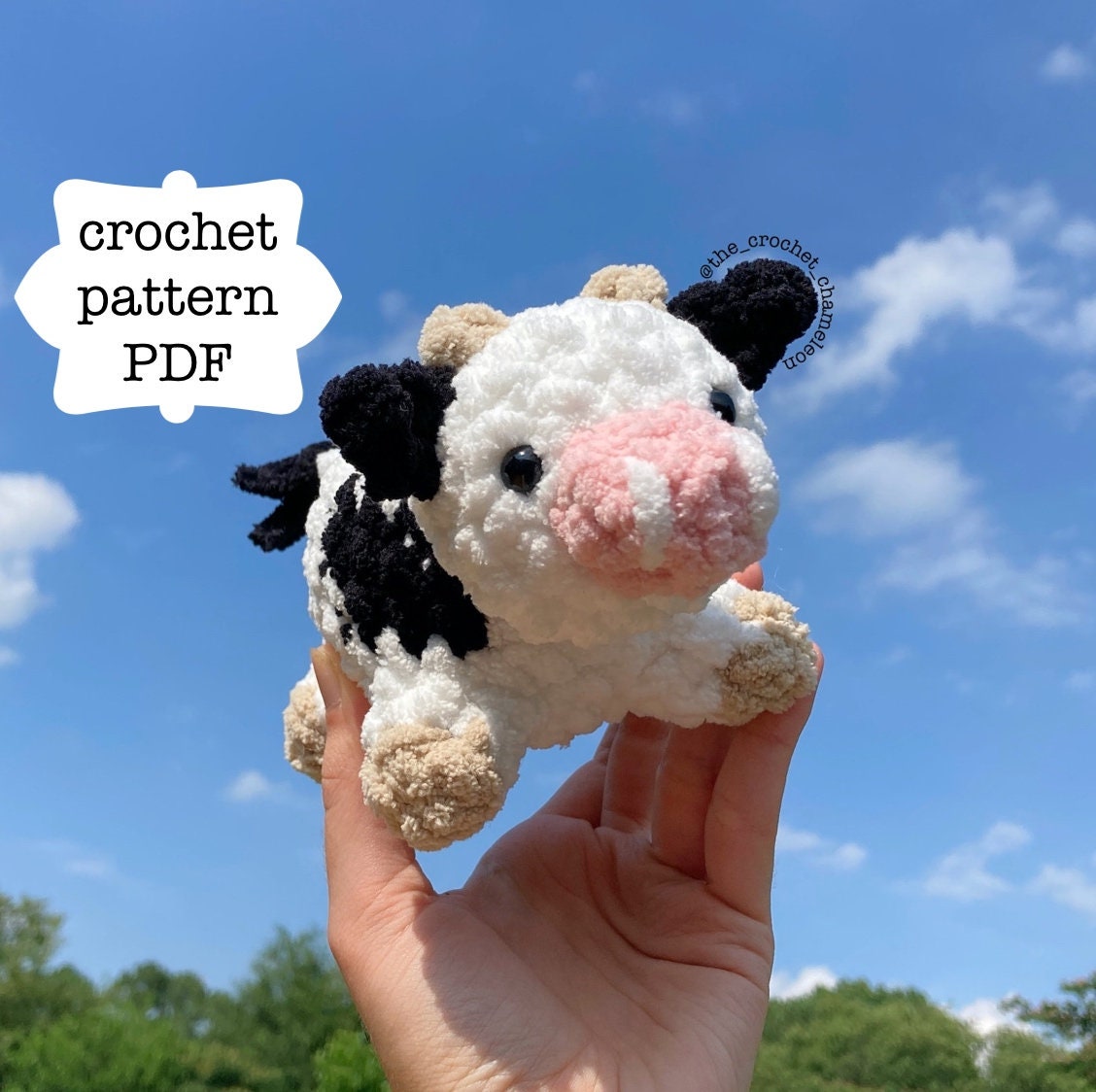 Crochet Cow Baby Custom Plushie / Amigurumi Calf Chibi Minimalist