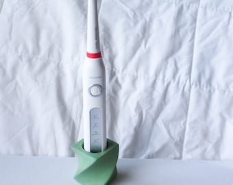 Mini Concrete Electric Toothbrush Stand White Grey Beton Family Set Gift for Couple