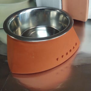 Orange terrakotta beton schwerer hundenapf no-flip beton hundenapf katzen napf futternapf zement hundenapf erhöht futternapf für hundenapf wassernapf