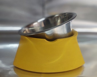 Gamelle jaune en béton pour chien, mangeoire lourde anti-basculement pour animaux de compagnie