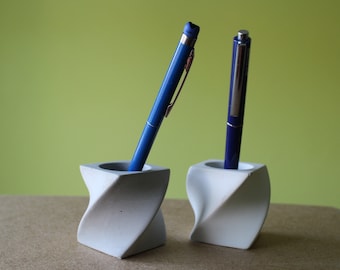 Mini Concrete Pen Holder Set, Modern Desk Decor