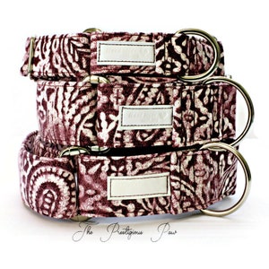 Maroon Paisley Dog Collar: Martingale or Flat Buckle