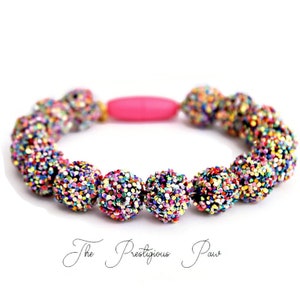 Cake Sprinkles Beaded Luxury Cat Collar, Elegant, Fancy, Cat & Kitten Collars, Breakaway, Sparkly, Classy, Designer, Modern