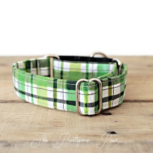Green Plaid Martingale Dog Collar | Greyhound | Irish Wolfhound | Irish Setter | Unisex Dog Collars | Celtic Plaid