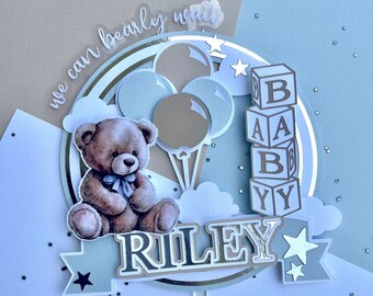 We Can Bearly Wait Baby Shower Cake Topper Teddy Bear Baby Shower Cake ...