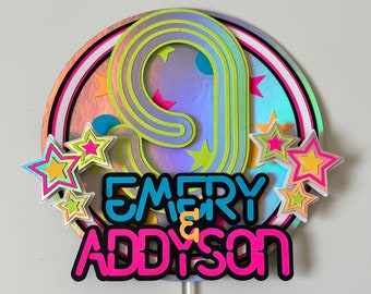 Glow Blacklight Party Cake Topper Neon Blacklight Party