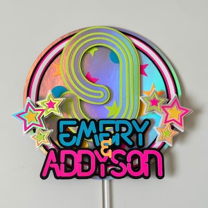 Glow Blacklight Party Cake Topper Neon Blacklight Party