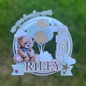 We Can Bearly Wait Cake Topper Baby Shower Party Baby Boy Mommy to be Gender Reveal