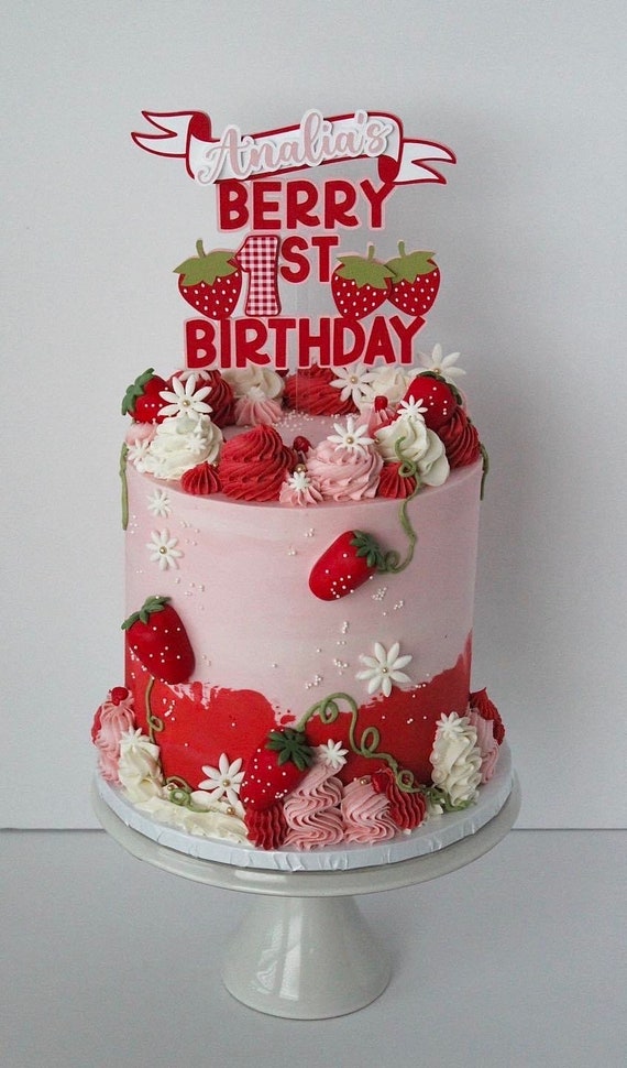 Berry First Birthday Cake Topper Strawberry Party - Etsy