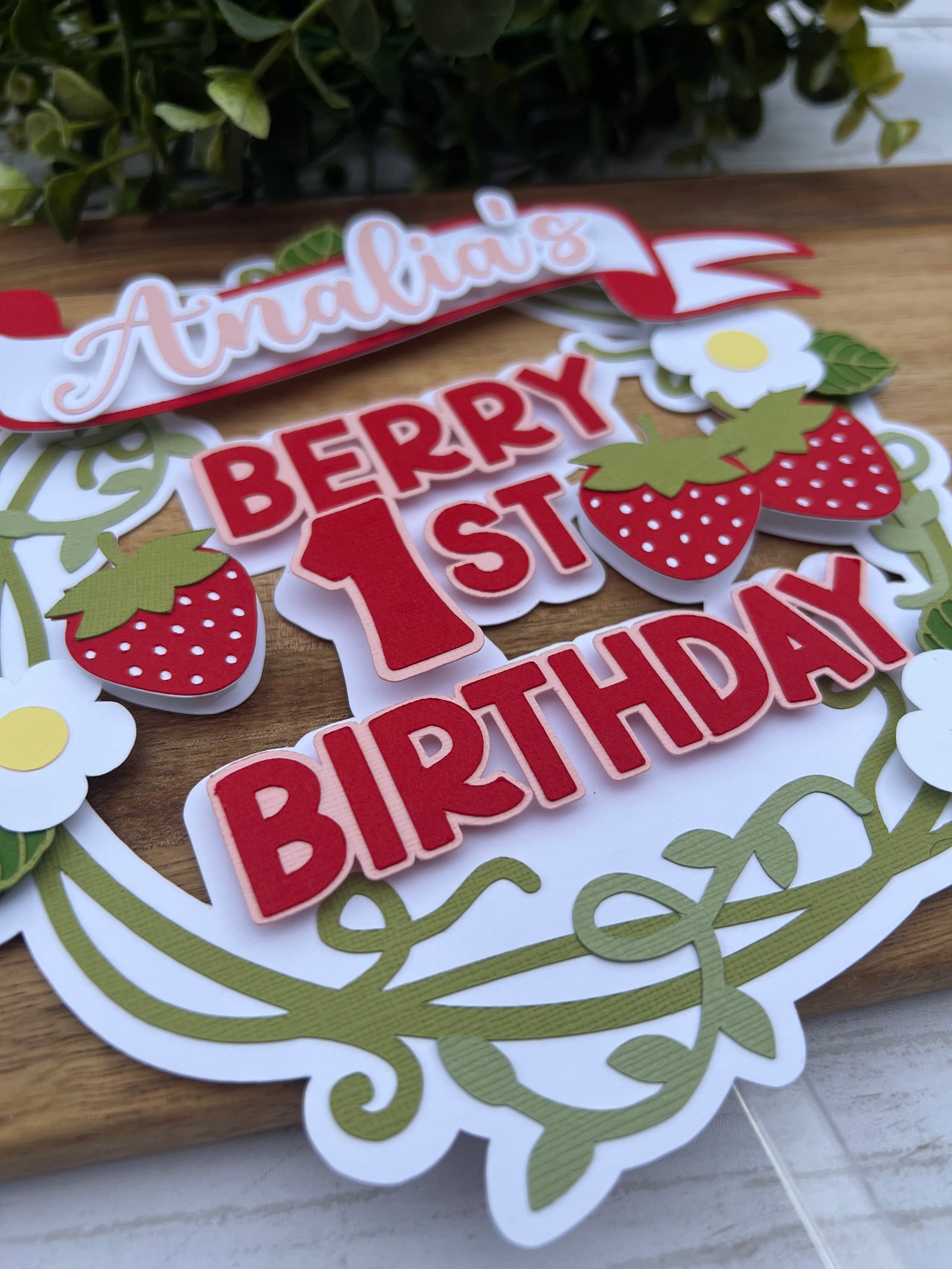 Berry First Birthday Cake Topper Strawberry Party - Etsy