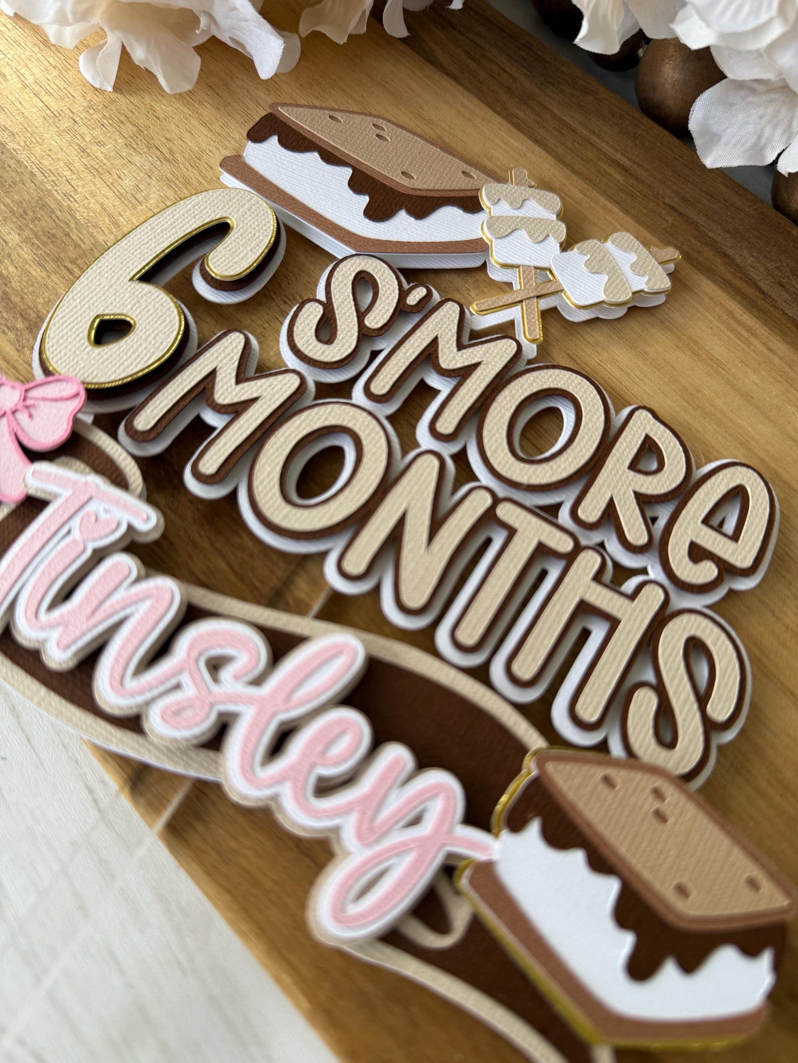 Month Topper 6 S'more Months Cake Topper Half Birthday Theme First Birthday ...