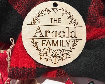Family Personalized Ornament… Wood Engraved Name Ornament… Custom Gift… Last Name Christmas Ornament