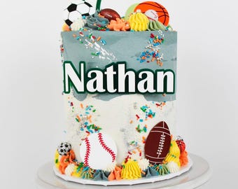 スポーツバースデーケーキトッパーセット 男の子の誕生日パーティーケーキ フットボール 野球 バスケットボール