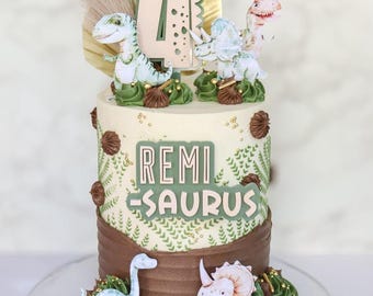 Dinosaur Birthday Cake Topper Set Baby Boy Birthday Party Dino Cake Three Rex