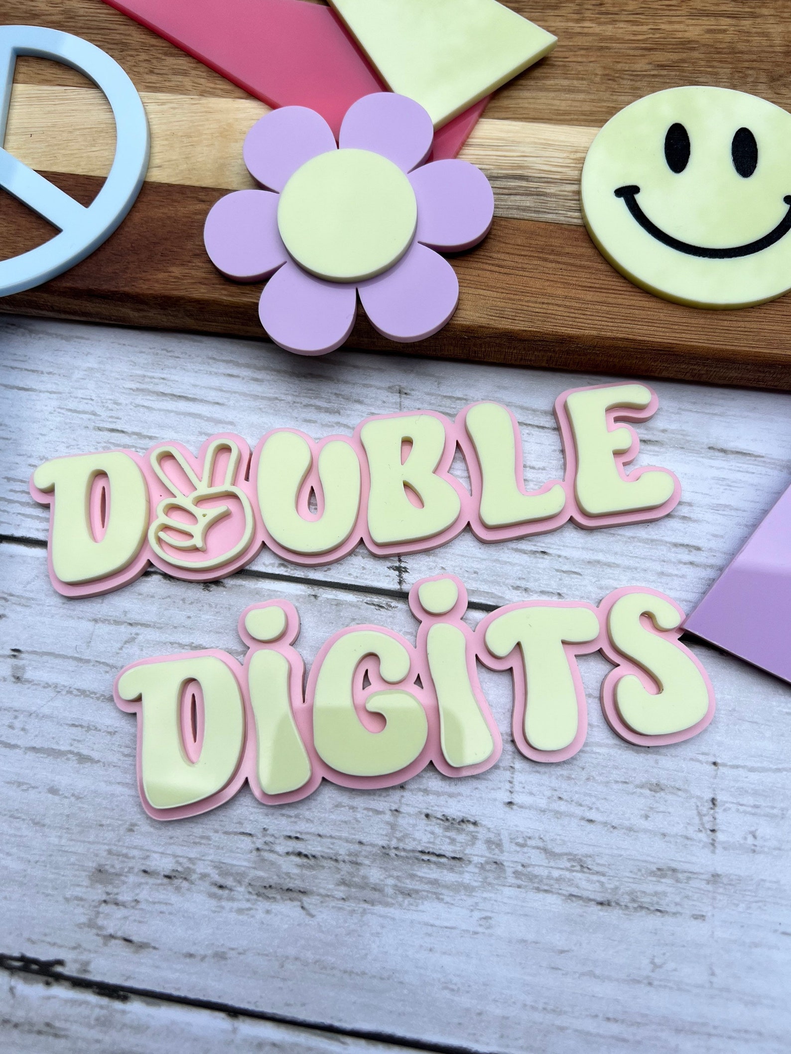 Double Digits Cake Topper Light Yellow Light Pink And Smiley Etsy Double digits cake topper light yellow light pink and smiley etsy