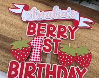 Berry First Birthday Cake Topper Strawberry Party