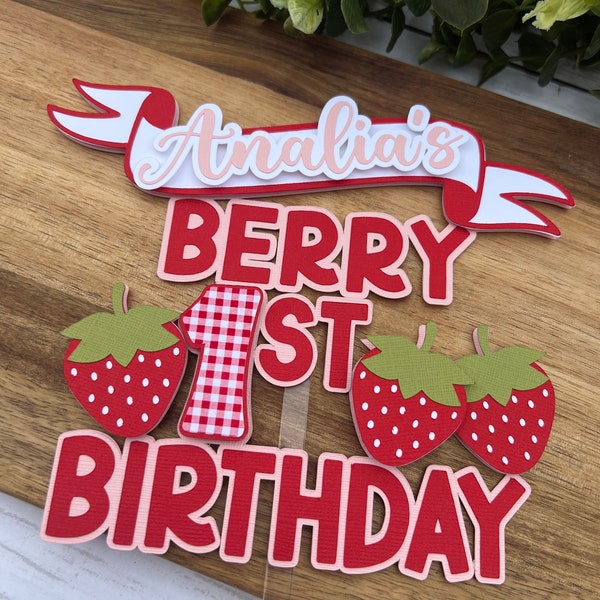 Berry First Birthday Cake Topper Strawberry Party