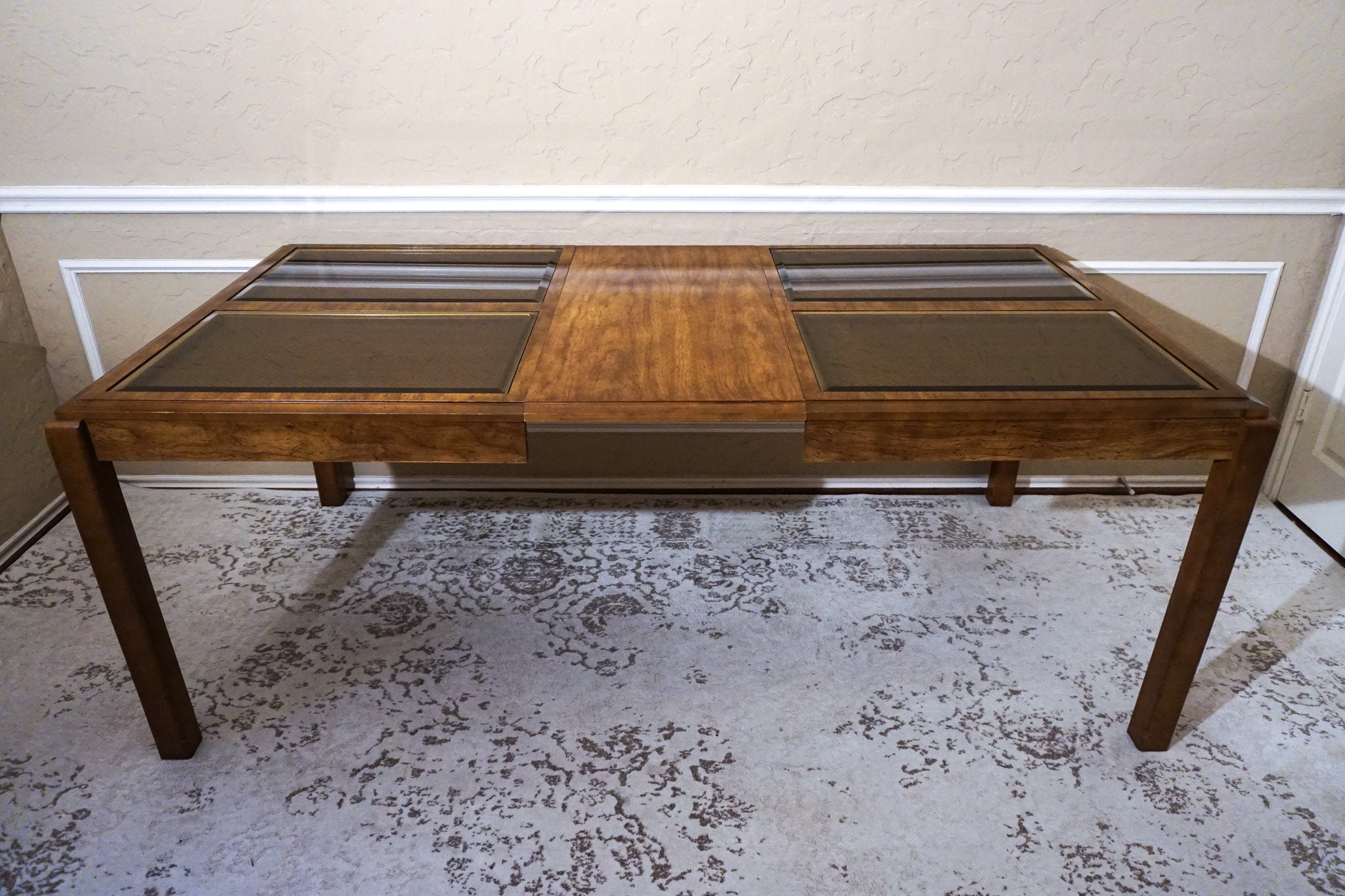 Vintage Bassett Dining Table and Four Chairs With Smoked Glass Etsy