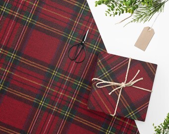 Plaid Christmas Wrapping Paper, Trendy Wrapping paper, Cute Wrapping paper, Red wrapping paper