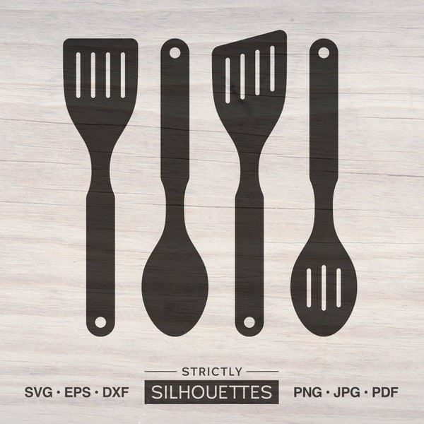 SVG Nylon Cooking Utensils (P1); Kitchen Utensils/Serveware; Cut Files for Vector Projects; Instant Download