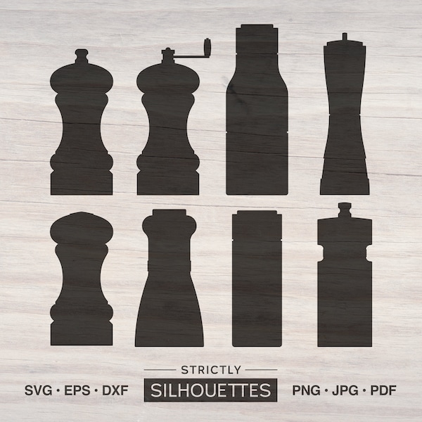 SVG Salt and Pepper Grinders (P1); Cooking/Baking/Food/Kitchen; Cut Files for Vector Projects; Instant Download