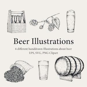 Beer glass clipart, beer clipart, beer svg, beer png, digital download, handdrawn beer, nostalgic illustration, alcohol clipart, alcohol svg