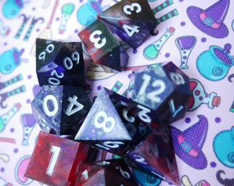 Vampire's Embrace Dice Set: Raw Resin, Inked, 9 Piece DND