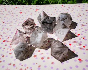 Raw Resin Dice Set: Shadows, Unpolished 9-Piece RPG Dice