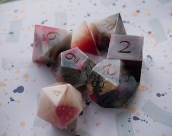 7 die dice - "Dark Urge" set raw epoxy resin no ink no sanding no polish d4 d6 d8 d10 d12 d20 BPA free  bg3