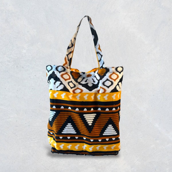 Foldable Shopping Bag | Foldable Ikat Tote | Batik Grocery Bag | Bohemian Cotton Tote