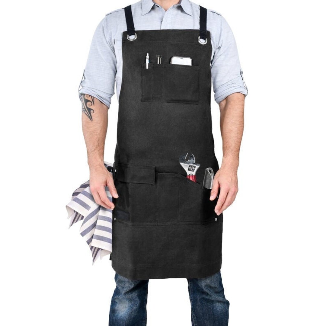 Waxed Canvas Work Apron Shop Apron Woodwork Apron Etsy