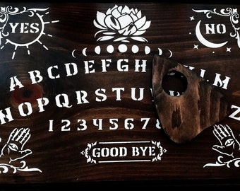 Handmade Ouija Board and Planchette - Lotus Pattern