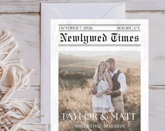 Editable Wedding Newspaper Program, Newspaper Wedding Program Template, Printable Wedding Infographic, Folded Wedding Day Program, Canva