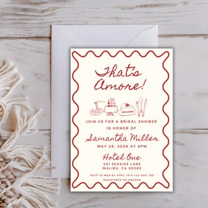 Thats Amore Bridal Shower Invitation Template, DIY Editable Wedding Shower Invite, Printable Engagement Party Invites, French Hand drawn, PR