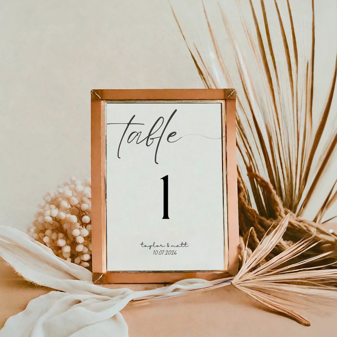Wedding Table Numbers, Printable Photo Table Numbers, Editable Table ...