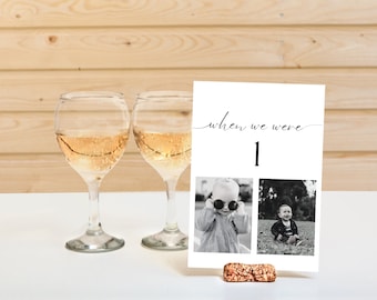 Photo Table Numbers When We Were Age Table Numbers Template Wedding Table Decor Editable Childhood Photo Sign Table Number Cards Table Sign