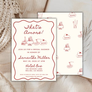 Thats Amore Bridal Shower Invitation Template, DIY Editable Wedding Shower Invite, Printable Engagement Party Invites, French Hand drawn, PR