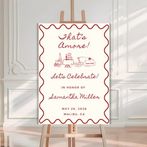 Thats Amore Party Welcome Sign Template, Hand Drawn French Style Engagement Signs, Whimsical Doodle Bridal Shower Illustration Signage, PR