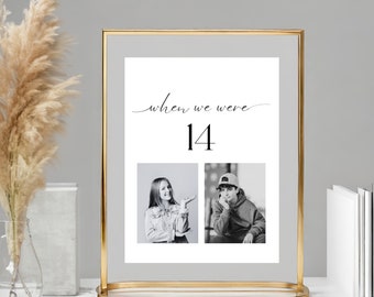 When We Were Age Table Numbers Photo Table Numbers Template Wedding Table Decor Editable Childhood Photo Sign Table Number Cards Table Sign