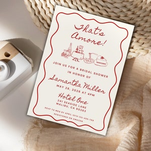 Thats Amore Bridal Shower Invitation Template, DIY Editable Wedding Shower Invite, Printable Engagement Party Invites, French Hand drawn, PR