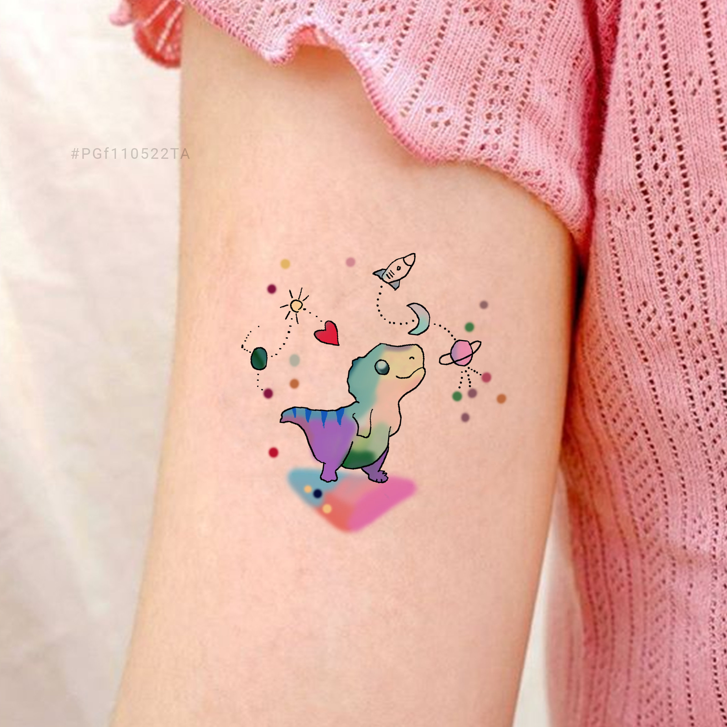 Baby Dinosaur Temporary Tattooanimal Tattoodinosaur Custom Etsy