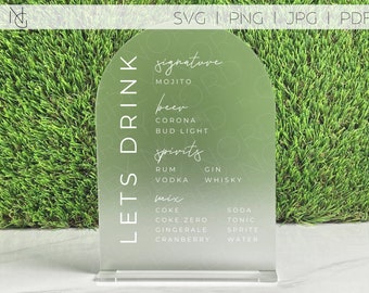 Moderne Bar Menü Vorlage, Minimalist Hochzeit Bar, Digitaler Download, Individualisierbar Getränke Menü, druckbar, Hochzeit Bar Menü, Verlobung Bar Menü