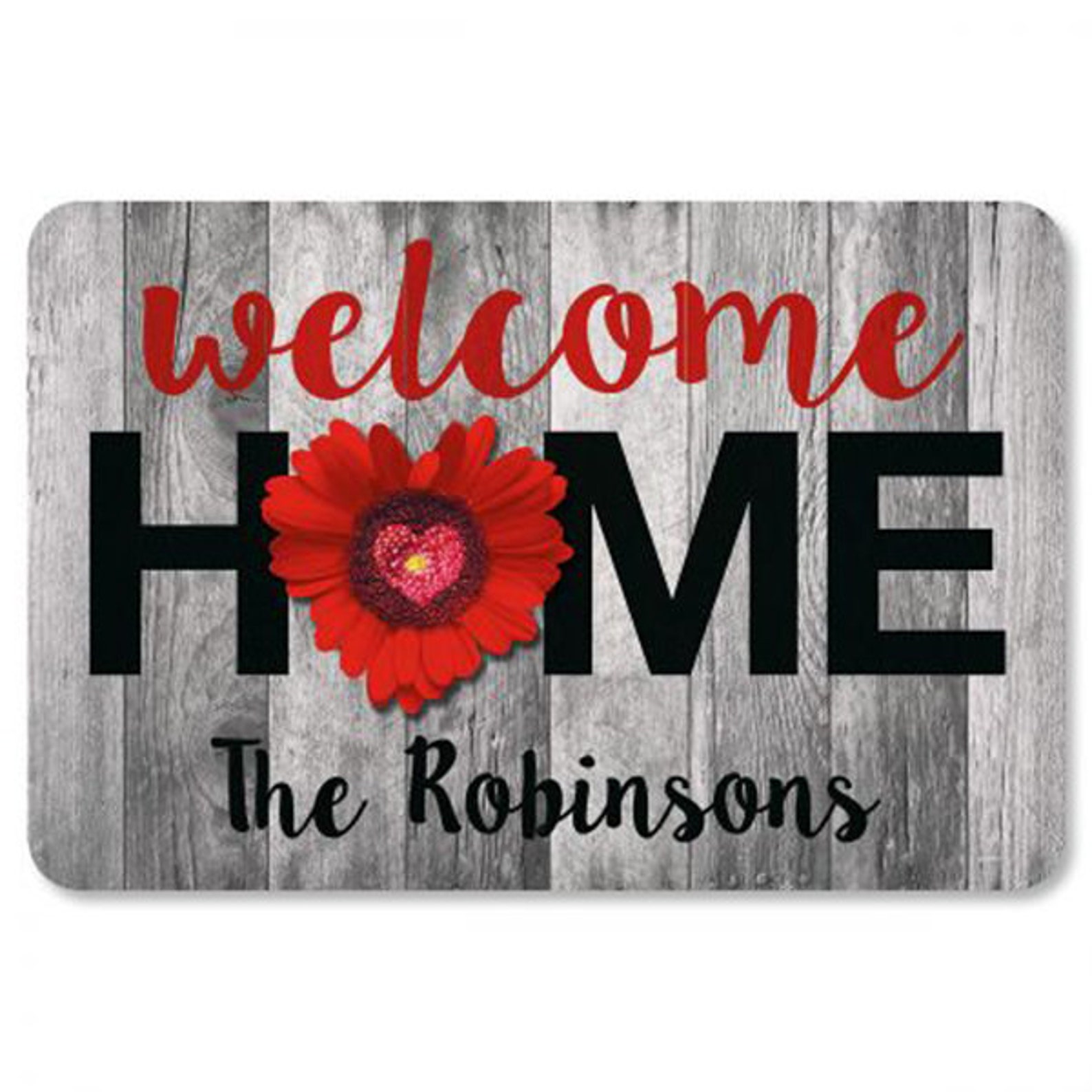 Home & Heart Floral Personalized Family Name Doormat Etsy