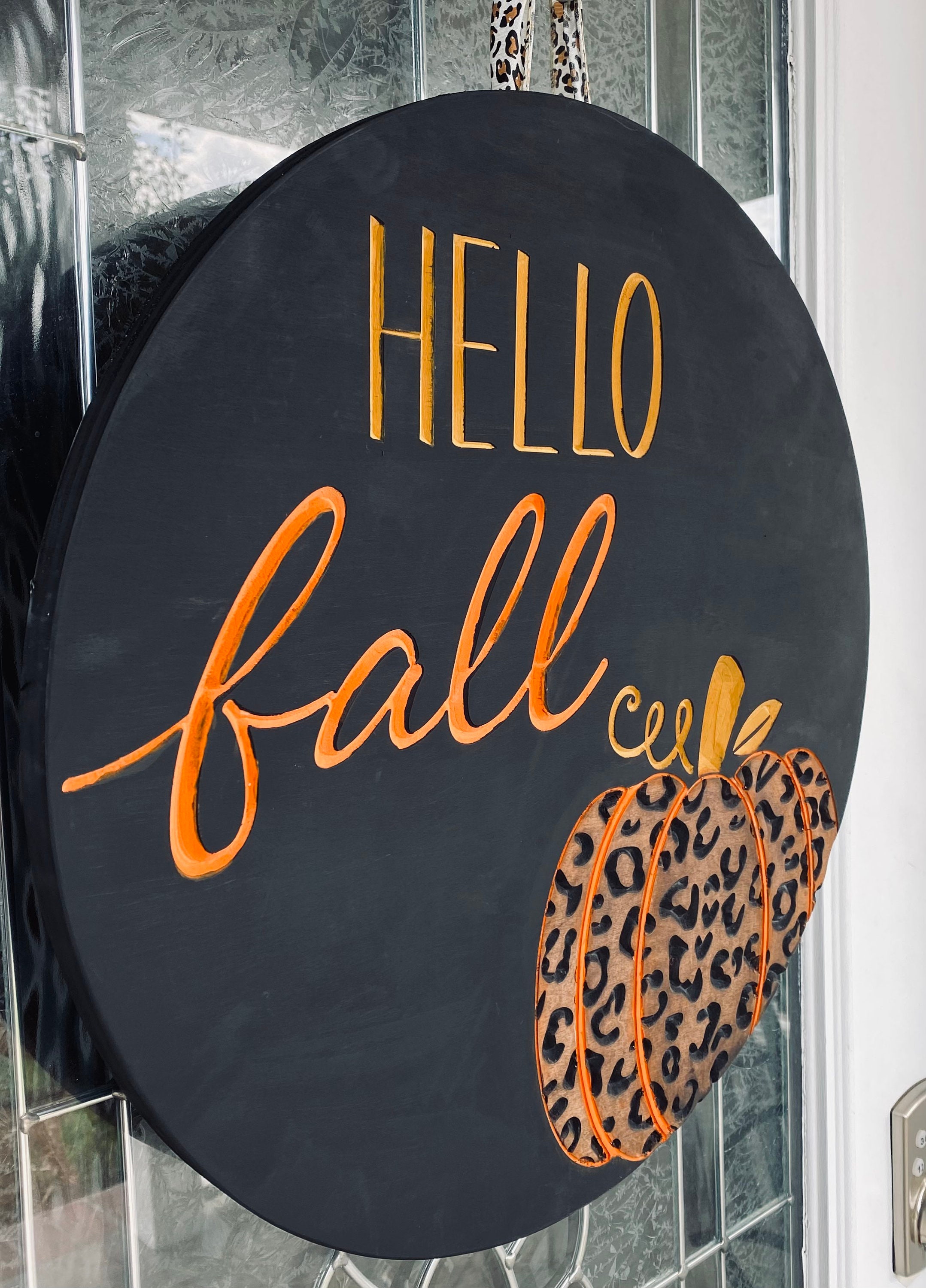 18 Hello Fall Hanger Large Cheetah Fall Hanger Circular - Etsy