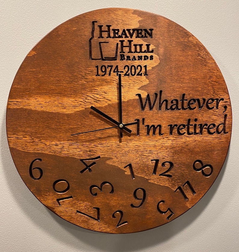 18” Circular Wooden Retirement Clock | Custom Retirement Clock ...